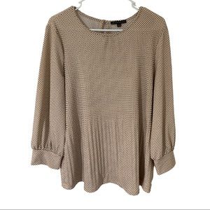 Adrianna Papell womens pink black polka dot blouse Sz L